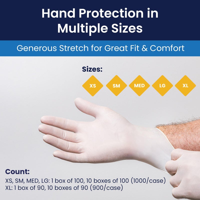 Adenna GLD265 Gold 6 mil Powder-Free Latex Gloves, Medical Grade, White, Medium, Box of 100 - Image 5